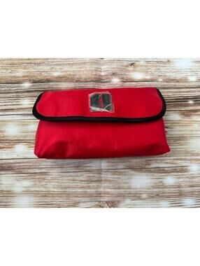 Red Sephora Fold out Makeup Bag with Black White Stripes Inside - New